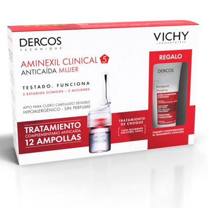 Vichy dercos Aminexil Clinical 5 tratamento Antiqueda Mulher 12 Ampolas + Oferta